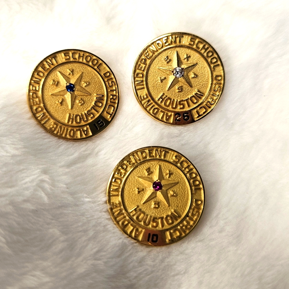 3 Jostens Pins. Aldine Independent School District Houston Texas Jostens Pin